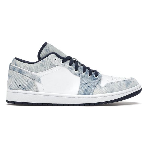 

men women basketball shoes jumpman 1 1s low washed denim sneakers original box