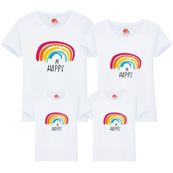 

rainbow t shirts quality cotton summer style matching mother and daughter father and son clothes matching clothes, Blue