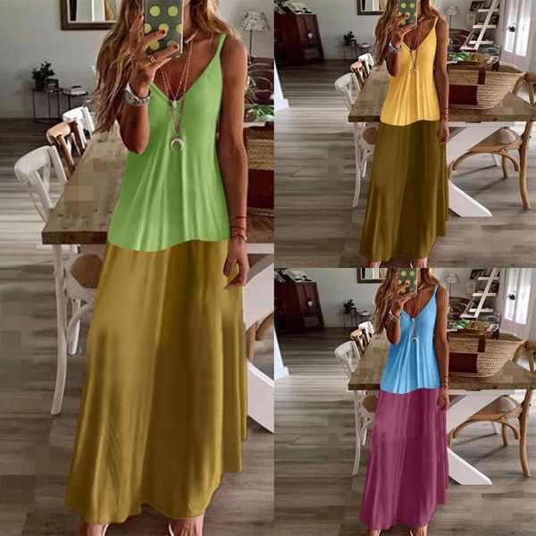 

dresses for women 2021 fashion tie-dye beach pullover maxi boho sundress ladies summer casual loose long slip dress femme robe, Black;gray