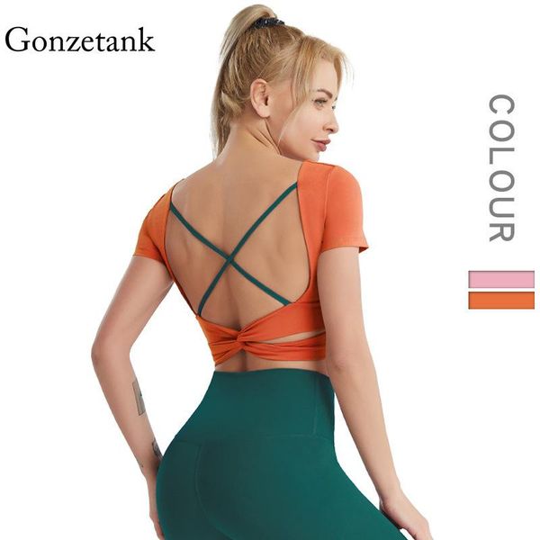 

yoga outfit 2021yoga shirts beauty back crop fitness tennis female tight short sleeves sport t-shirt women bodysuit gym workout vest