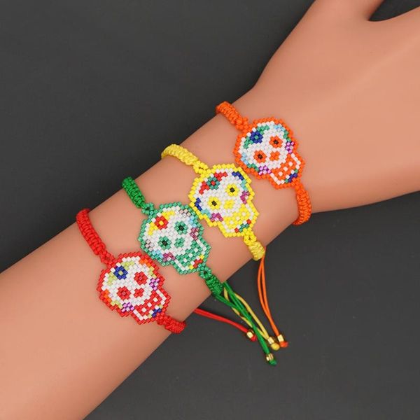 

charm bracelets go2boho women bracelet for girl jewelry miyuki skull boho friendship color pulseras halloween gift jewellery handmade, Golden;silver