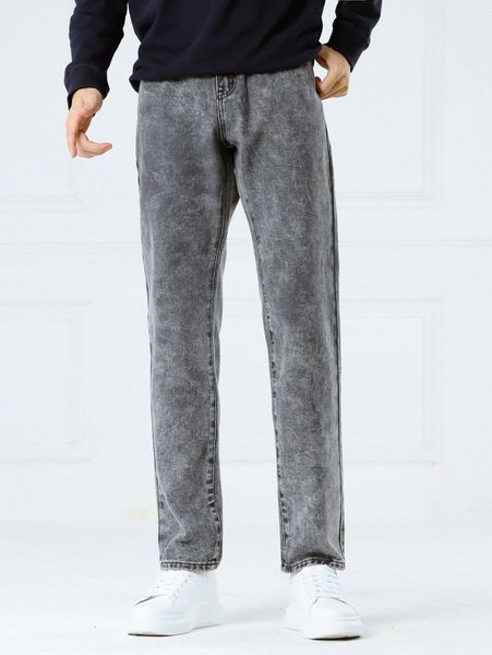 

men bleach wash straight leg jeans y5ri#, Blue