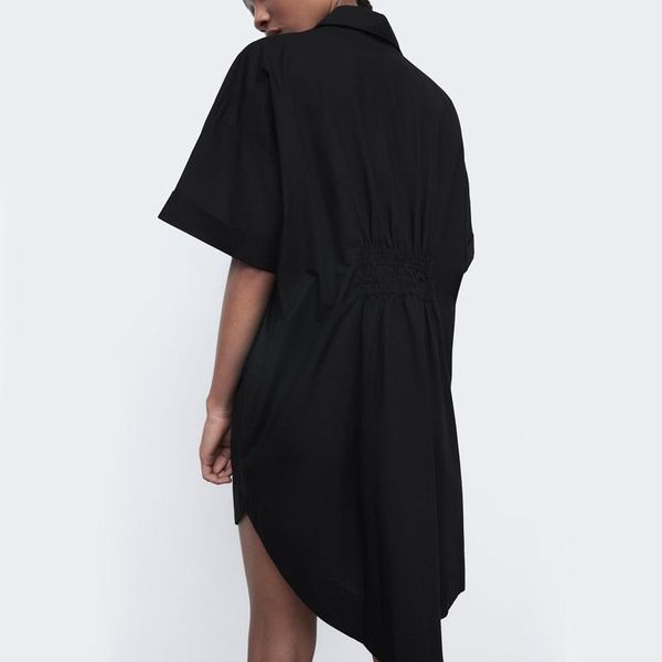 

women's blouses & shirts agong minimalist turn down collar women fashion solid black elegant short sleeve female ladies hc, White