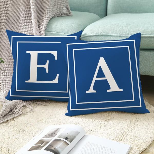 

cushion/decorative pillow navy blue alphabet cushion cover home decor polyester character sofa car seat throw pillowcases decorative covers