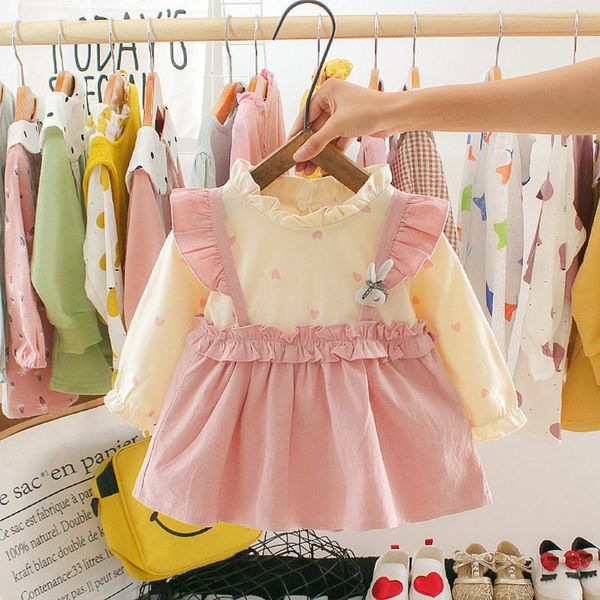

girl's dresses girl vestido infantil toddler infant baby girls long sleeve dress princess cartoon animal ruffle neck autumn, Red;yellow