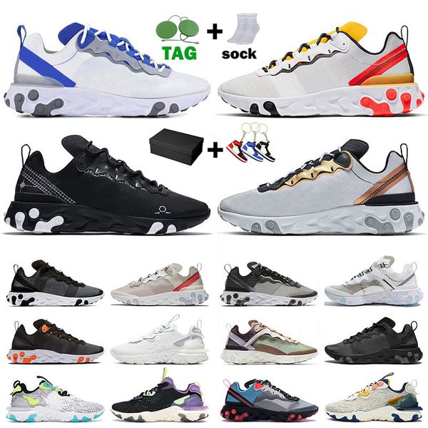 

with box mens elemen 87 epic vision 55 running shoes summer mesh breathable triple white all black metallic gold royal blue sport sneakers o