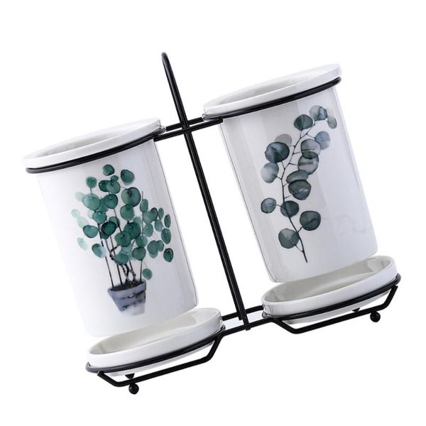 

chopsticks 1 set ceramic storage holder home drain tableware rack box