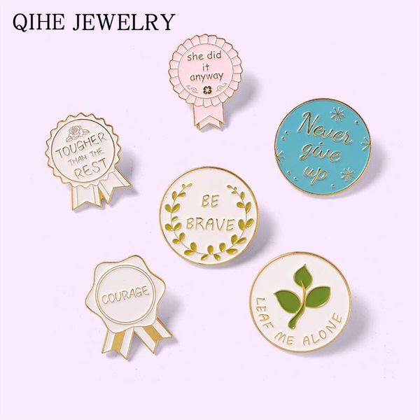 

pins, brooches round insignia enamel pins motivational quote cute backpacks clothes badge lapel pin jewery gift for friends wholesale, Gray