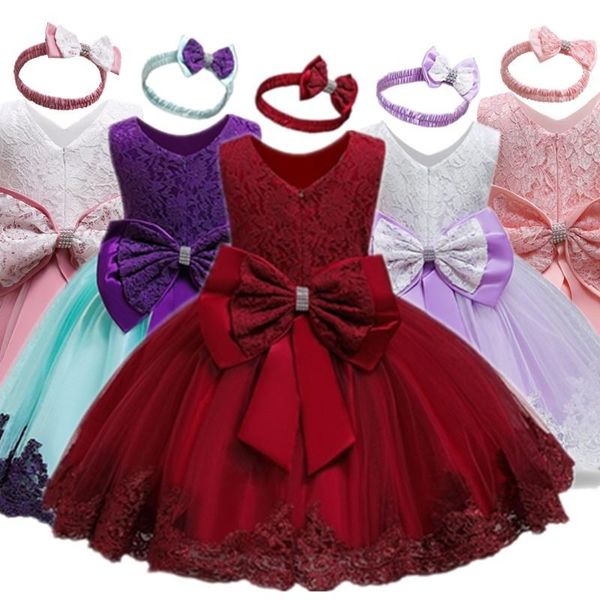 

girl's dresses 1st year baby girl princess dress toddler baptism costume bow knot tutu vestidos birthday party ball gown for 1 2yrs gir, Red;yellow