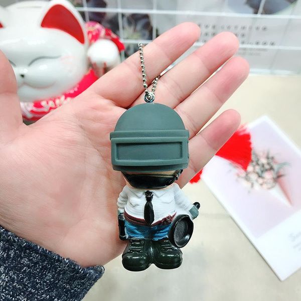 

keychains pubg keychain cosplay silicone keyring prop playerunknowns battlegrounds helmet backpack key ring gift men christmas, Silver