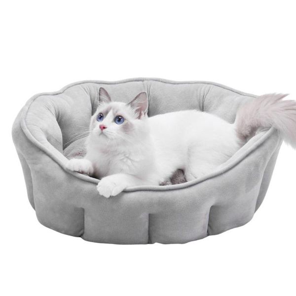 

kennels & pens pet bed round cat beds fluffy plush puppy kitten cuddler sofa with slip-resistant bottom 18 inches