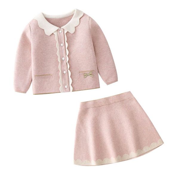 

girls sweater sets kids clothing crochet outfit knitting patterns baby clothes knitted cardigan coat skirt princess autumn winter 2pcs b8341, Blue