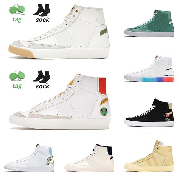 

2021 arrival blazer mid 77 vintage running shoes asparagus snakeskin raygun celestine blue white mens women catechu trainers authentic sneak