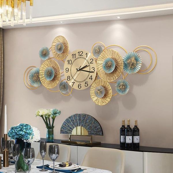 

luxury creative wall clock living room restaurant wrought iron mute art clocks fashion reloj pared home decoration df50bgz