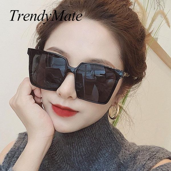 

sunglasses 2021 vintage luxury designer brand fashion oversized square women men trendy big frame flat sun glasses shades, White;black