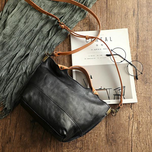 

totes johnature simple genuine leather women bag 2021 vintage large capacity handbag nature soft cowhide shoulder messenger bags