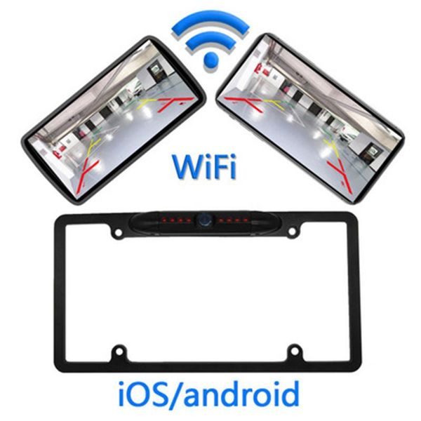 

car rear view cameras& parking sensors 720p wide angle american license plate frame wifi mobile phone interconnection wireless reversing nig