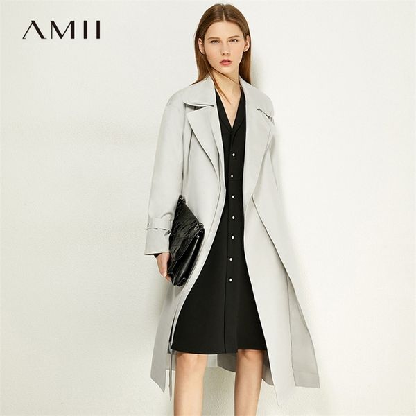 

minimalism coat women autumn fashion lapel solid loose belt women's trench female jacket 12080058 210527, Tan;black