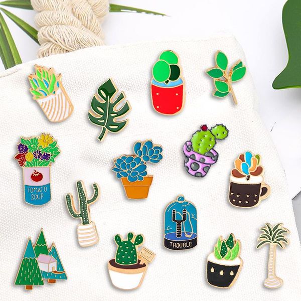 

pins, brooches creative trendy cartoon green plants oil drop brooch pin denim bag gift for friends men women fashion jewelry clothes decorat, Gray