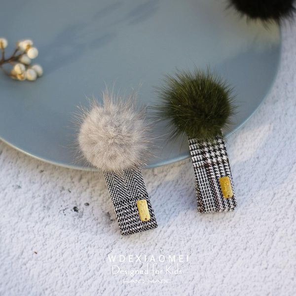 

100% real ball plaid hair clip hairpins for women girls sweet hairgrips barrettes fashion kids pin accessories, Slivery;white