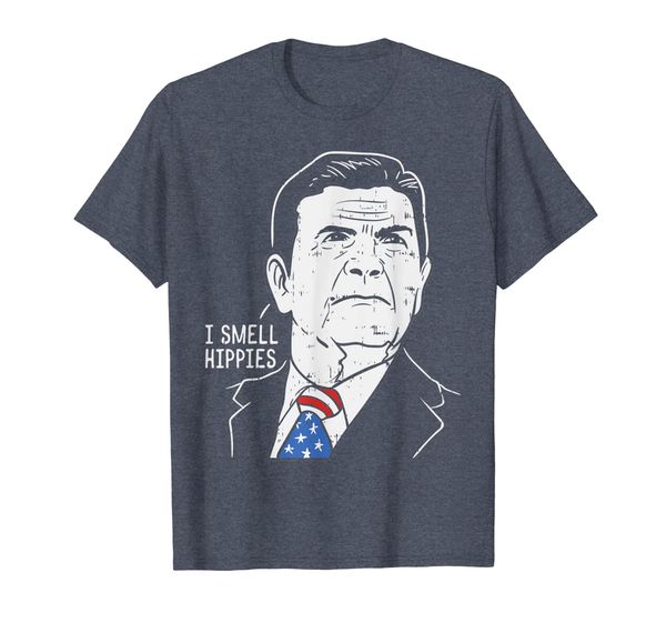 

I Smell Hippies Ronald Reagan Funny Quote 4th Of July USA T-Shirt, Mainly pictures