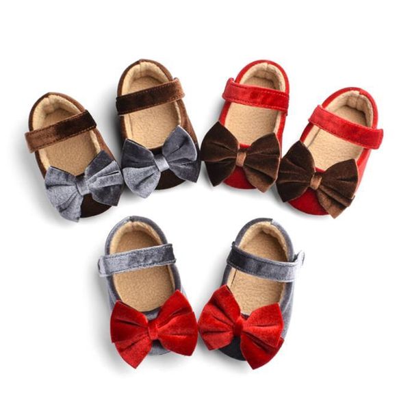 

first walkers winter baby warm shoes soft sole non-slip infant prewalkers cute velvet princess dress with bow