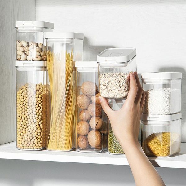 

storage bottles & jars stackable airtight jar kitchen food container box home sealed can tank plastic sugar bowl for spices