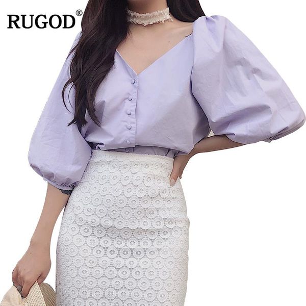 

arrival elegant women blouse spring summer half sleeve v neck female lantern lady blusas women's blouses & shirts, White