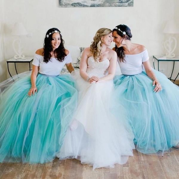 

skirts chic tulle maxi skirt ligh blue long bridesmaid women formal party wear custom made mujer faldas, Black