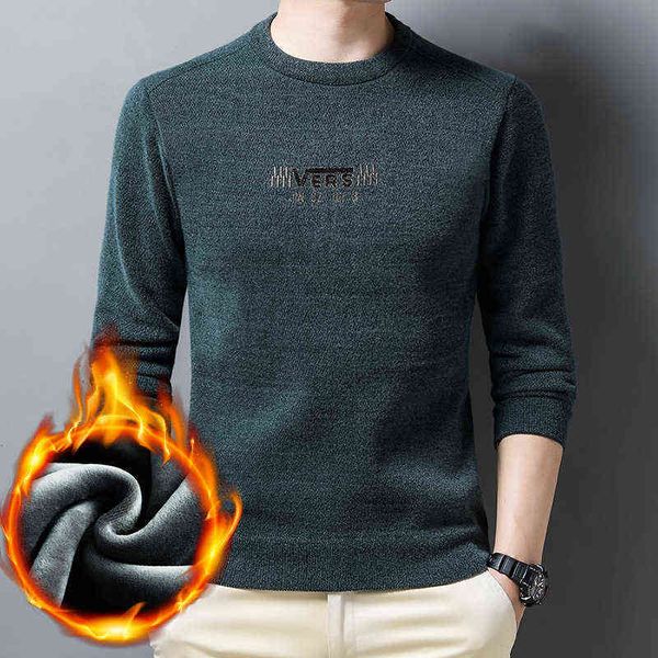 

chenille plush thickened men's autumn and winter korean round neck embroidery imitation ferret bottomed sweater, White;black