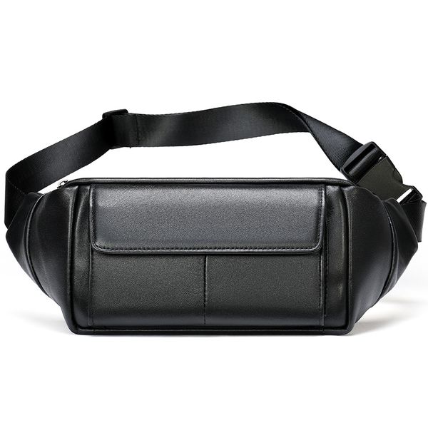 

men's casual chest waist bag genuine leather vintage running sports phone wallet pouch belt bags small pocket pack for man