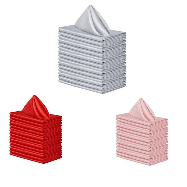 

mats & pads 16pcs square satin napkins,shiny silk doilies,soft and smooth fabric doily,for wedding banquet party decoration,etc