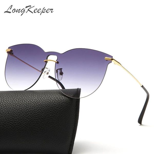 

longkeeper rimless cat eye sunglasses women 2021 design metal sun glasses uv400 fashion oculos gafas de sol, White;black