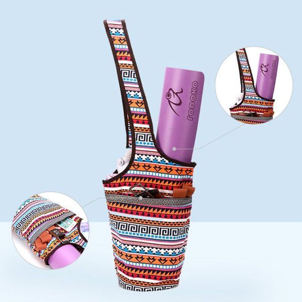 

yoga mats portable printed canvas mat bag multi-function shoulder storage case with zipper pocket