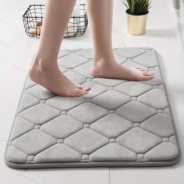 

carpets home bath mat non-slip bathroom carpet soft coral fleece memory foam rug kitchen toilet floor decor washable 7 colors