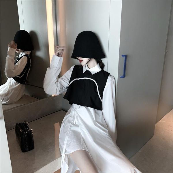 

casual dresses real s fashion short temperamental black vest +, Black;gray