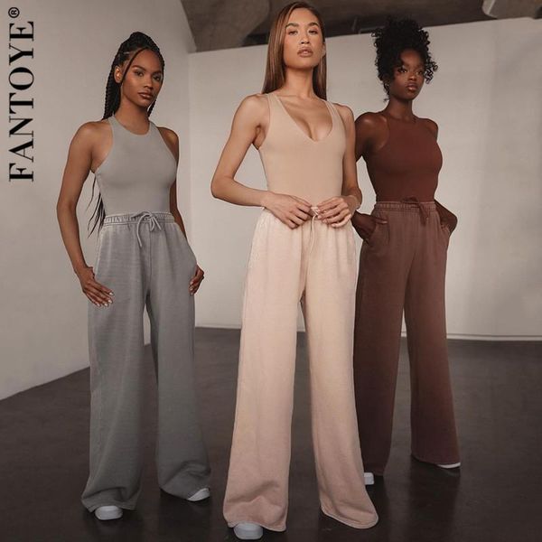 

women's pants & capris fantoye casual high waist drawstring women pink cotton wide leg ladies summer loose poket outdoor sportwear bott, Black;white