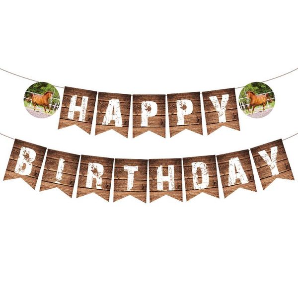 

party decoration outdoor horse racing campaign game paper happy birthday letter hanging banners bunting flag baby shower banner