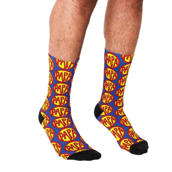 

men's socks 2021 funny father's day orange super papa printed rock hip hop men happy boys street style crazy for, Black