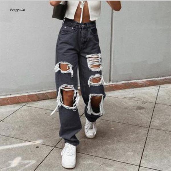 

fashion women broken hole embroidered pencil jeans skinny denim stretch slim fitness pants trousers jogging women's, Blue