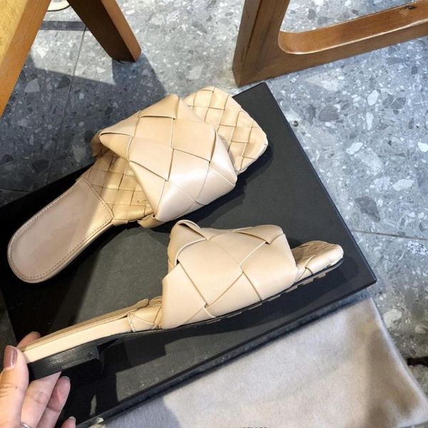 

slippers shoes women outdoor slipper weaven flat zapatos de mujer female designer sandalias ladies slides, Black
