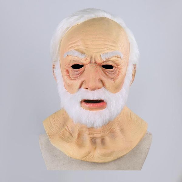 

party masks old man latex mask realistic white haired grandpa costume cosplay props