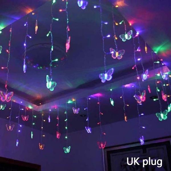 

party decoration color 4m european led butterfly curtain icicle light wedding bar string outdoor waterproof and antie