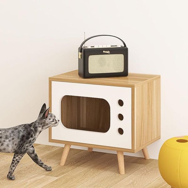 

cat beds & furniture nest living room cage house solid wood cabinet tv shaped edge a few pet bedside table