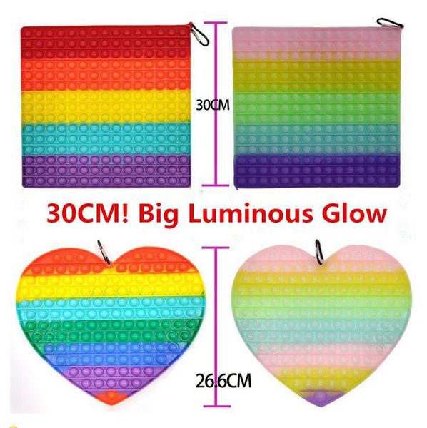 

30cm super big luminous glow in dark push bubble fidget toy decompression toys simple dimple educational funny anti-stress relief gift cj12
