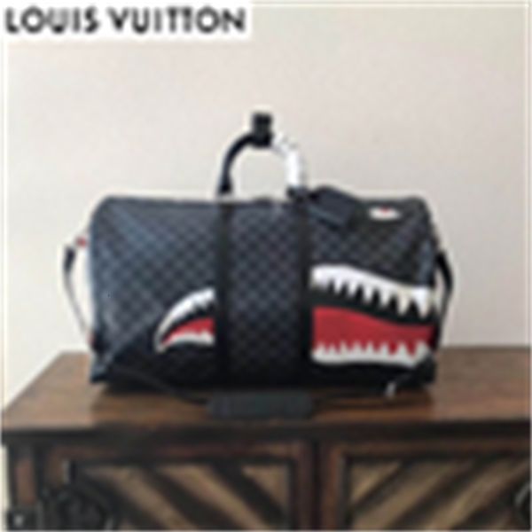 

totes luxury w7vu haig shark travel bag 55cm men handbags shoulder messenger bags brand iconic cross body bags r handles clutches, Black;red