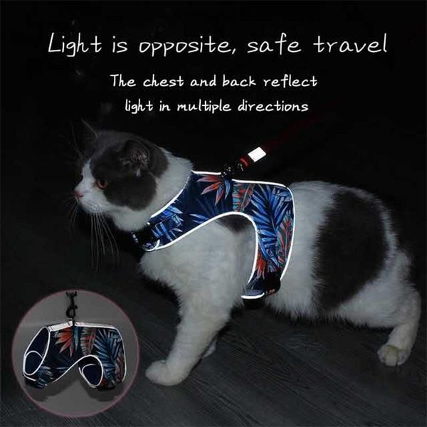 

cat collars & leads traction rope reflective harness leash for walking vest-type chest strap anti-break polyester