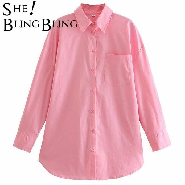 

women's blouses & shirts sheblingbling sweet girls pink loose shirt summer chic drop shoulder curved hem women casual slit side female, White