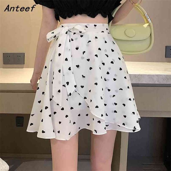 

korean fashion black plus size vintage print high waist summer casual loose for woman mini skirts womens skirt clothes 210517