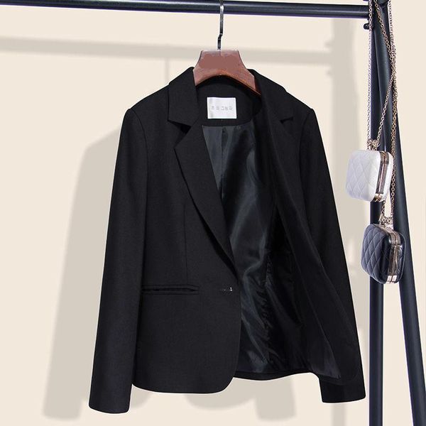 

women's suits & blazers black blazer women single button casual pockets jacket long sleeve female outerwear chic slim solid color autu, White;black